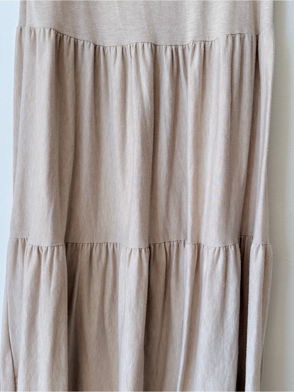 L beige Zenana Outfitters Beige Tiered Short-Sleeve Maxi Dress - Picture 4 of 8
